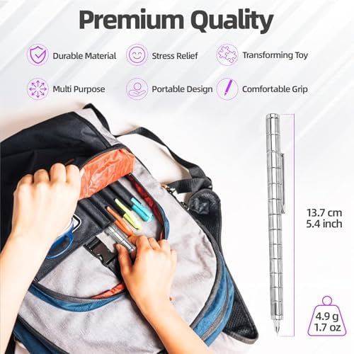 Magnetic Fidget Pen Toys - Multifunctional Writing Novel Pen for Friends, Kids, Boys, Girls, Teens 8 9 10 11 12, Office Teacher Birthday Party Gifts, Stress & Anxiety Relief(Silver)