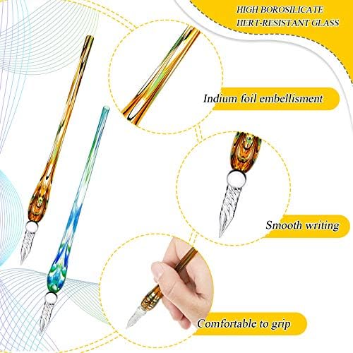 Zonon 6 Pcs Glass Dip Pen(Stylish Color,Bright Style)