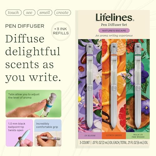 Lifelines Pen Diffuser Set, 3-Pack Natures Escape - 1mm Black Ballpoint Pen