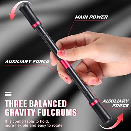 Outus 2 Pieces Spinning Pen Rotating Finger Trick Pen Toy, Black and Red
