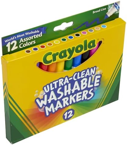 Crayola Broad Line Markers,Washable Markers for Kids,Assorted Colors,Arts & Crafts Supplies,For Coloring Books & Art Projects,Ages 3+,12 Count (Pack of 2)