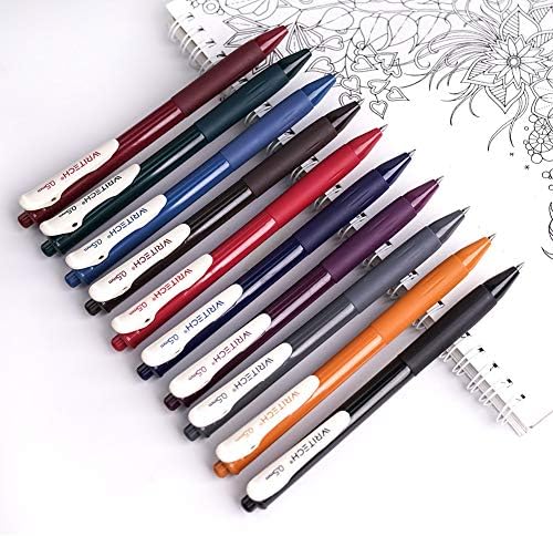 WRITECH Retractable Gel Pens Quick Dry Ink Pens Fine Point 0.5mm 10 Assorted Unique Vintage Colors For Journaling Drawing Doodling and Notetaking (Vintage 1)