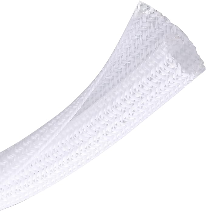 25ft - 1/4 inch Braided Cable Management Sleeve Cord Protector - Self-Wrapping by CrocSee