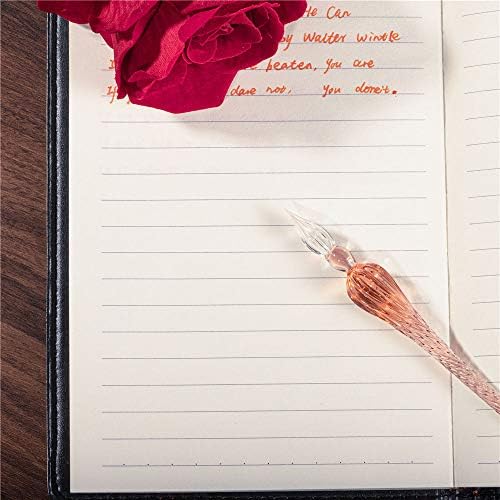 Handmade Glass Dip Pen Crystal Calligraphy Pen Signature Dipped Pen for Artist Women Men Teens,Writing Drawing Decoration Gifts (Pink)