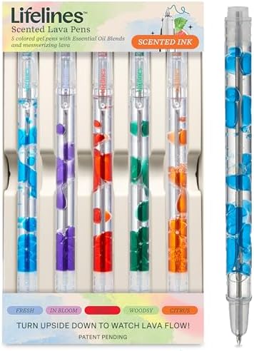 Lifelines Scented Lava Gel Pen Set, 5 Multi-Color Pack, 0.5mm