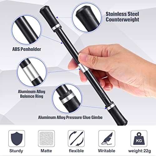 Outus 2 Pieces Spinning Pen Rotating Finger Trick Pen Toy, Black and Silver