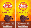 Metamucil Fiber Thins, Psyllium Husk Fiber Supplement, Digestive Health Support and Satisfy Hunger, Chocolate Flavored, 12 Servings (Pack of 2)