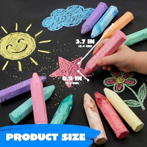 JOYIN 18 PCS Washable Sidewalk Chalk, 3 Packs Total, 3 Styles (Tie-Dye, Glitter & Neon), Outdoor Chalks for Painting, Drawing, Easter Basket Stuffers