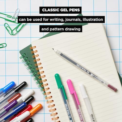 Sakura Gelly Roll Gel Pens, Medium Point, 0.4 mm Line, Assorted, 5 Pack