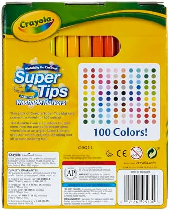 Crayola Super Tips Marker Set 100ct, Bulk Washable Markers, Holiday Gift