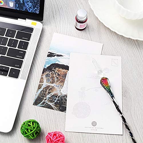 Handmade Glass Dip Pen Crystal Calligraphy Pen Signature Dipped Pen for Artist Women Men Teens,Writing Drawing Decoration Gifts Rainbow