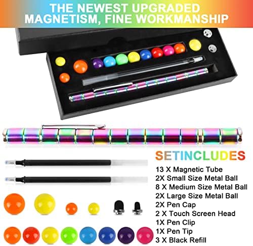 Magnetic Fidget Pen, Rainbow Modular Magnet Writing Tool for Teens and Adults, DIY Multifunctional Decompression Desk Toy, Unique Birthday Gift for Office, Holiday Present for 14 Years and Up