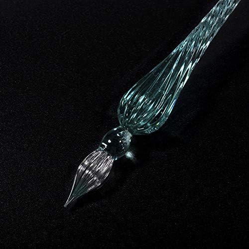 Handmade Glass Dip Pen Crystal Calligraphy Pen Signature Dipped Pen for Artist Women Men Teens,Writing Drawing Decoration Gifts (Ice green)