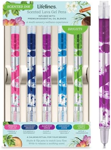 Lifelines Scented Lava Gel Pen Set, 5 Brights Multi-Color Pack, 0.5mm