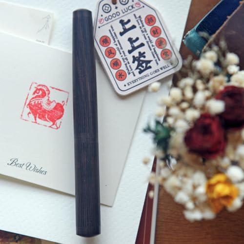 SeventyTwo Handmade Glass Dip Pen with Wood Handle, Calligraphy Writing Pen with Glass Nib (Black)