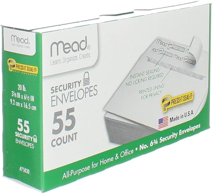 Mead Press-It Seal-It #6 3/4 Security Envelopes - Image 5