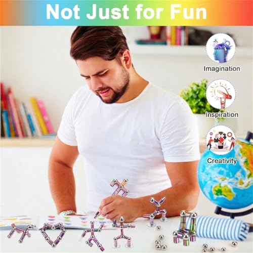 Magnetic Pen Fidget Toy, Rainbow Magnet Metal Writing Pen Toy for Anxiety Relief, DIY Multifunctional Decompression Pen for Adults, Idea Gift for Christmas Classroom Party Supplies