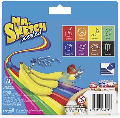 Mr. Sketch Scented Markers, Chisel Tip, Assorted Colors, Fun for Kids, Coloring, Spark Creativity, Arts & Crafts, 8 Count (Pack of 8)