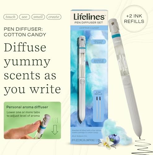 Lifelines Pen Diffuser, Cotton Candy, 1mm Black Ballpoint Pen