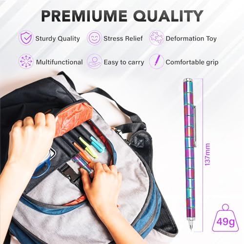 Magnetic Fidget Pen - Perfect Writing and Spinner Magnet Toy Combination, Figette Figit Pen with 13 Magnetic Rings, Ideal Office Study Gift for Kids 8+, Teens & Adults with ADHD(Colorful)