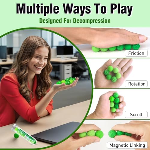 Silicone Magnetic Fidget Balls, Set of 6 Quiet Sensory Desk Toys for Adults