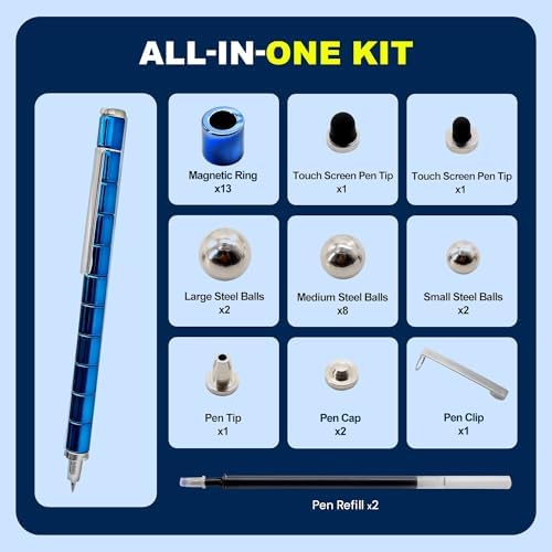 Magnetic Fidget Pen Teen Gifts, Cool Gadget for Men Teacher Appreciation Gifts Graduation Gift for Her Him Stress Relief Pen for 13 14 15+ Year Old Boys Girls,Office Desk Accessories- Blue