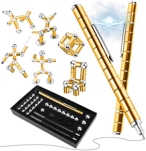 Magnetic Fidget Pen, Upgraded Gold Modular Magnet Writing Tool for Adults, DIY Multifunctional Decompression Desk Toy, Unique Birthday Gift for Office, Holiday Present for 14 Years and Up