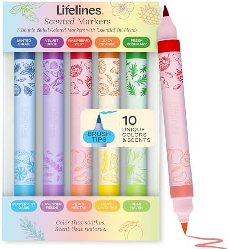 Lifelines Scented Colored Markers, 5 Double-Sided Markers