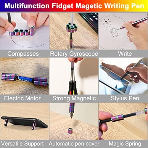 Magnetic Fidget Pen, Upgraded Rainbow Modular Magnet Writing Tool for Adults, DIY Multifunctional Decompression Desk Toy, Unique Birthday Gift for Office, Holiday Present for 14 Years and Up