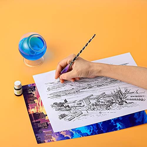 Handmade Glass Dip Pen Crystal Calligraphy Pen Signature Dipped Pen for Artist Women Men Teens,Writing Drawing Decoration Gifts (Purple)