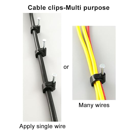 HS Cable Clips 8mm with Steel Nail 200 Pieces Black，Ethernet Management U - Image 5