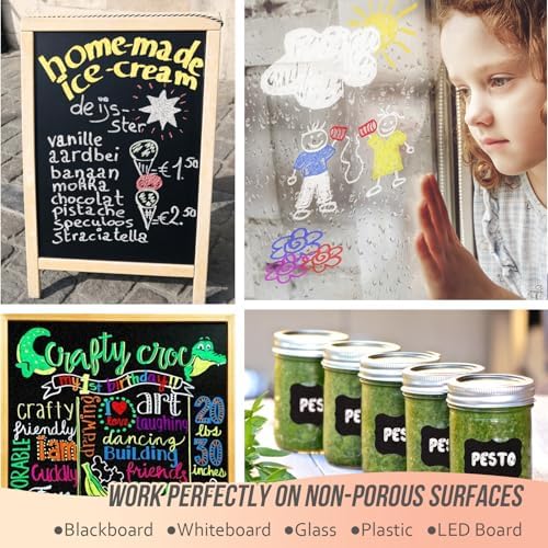 Chalk Markers 8 Metallic Colors Set for Blackboard & Glass Surfaces - Erase