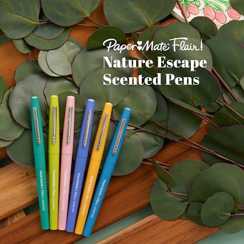 Paper Mate Flair Nature Escape Scented Felt Tip Pens, Medium Point (0.7mm), Assorted Colors, 64 Count - Perfect for Journaling, Writing, Coloring, Teacher Supplies, Pack of 4