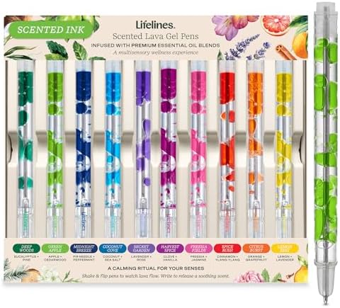 Lifelines Scented Lava Gel Pen Set, 10 Multi-Color Pack, 0.5mm