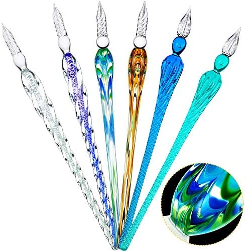Zonon 6 Pcs Glass Dip Pen(Stylish Color,Bright Style)