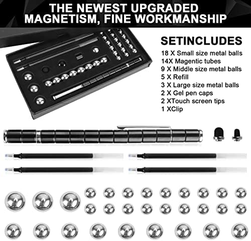 Magnetic Fidget Pen, Upgraded Black Modular Magnet Writing Tool for Adults, DIY Multifunctional Decompression Desk Toy, Unique Birthday Gift for Office, Holiday Present for 14 Years and Up