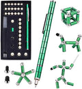 Fidget Pen, Cool Toys Pen Decompression Magnetic Metal Pen, Desk Toys Multifunctional Deformable Writing Pen, Basket Stuffers Gadgets Gift for Kids Adults (Big-Green)