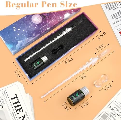 Luxiv Glass Dip Pen Set, Purple Crystal Pen With Ink, Holder, and Package