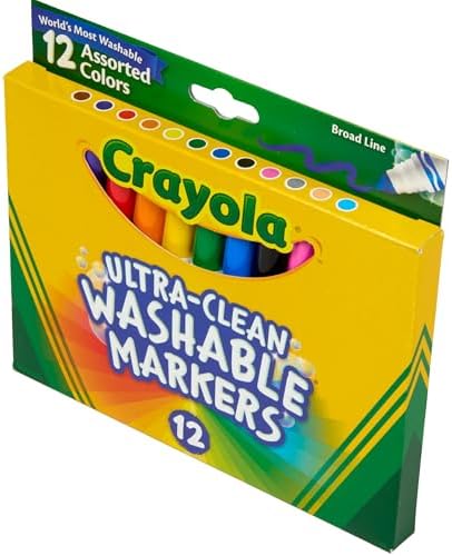 Crayola Broad Line Markers,Washable Markers for Kids,Assorted Colors,Arts & Crafts Supplies,For Coloring Books & Art Projects,Ages 3+,12 Count (Pack of 2)