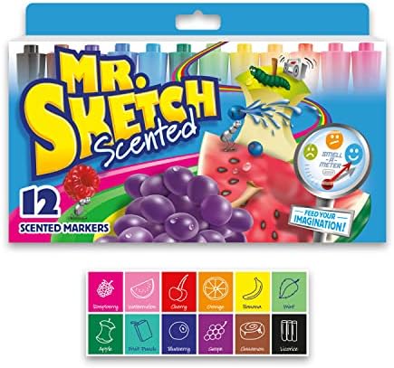 Mr. Sketch Scented Markers, Chisel Tip, Assorted Colors, 12 Count - Fun for Kids, Coloring, Spark Creativity, Arts & Crafts