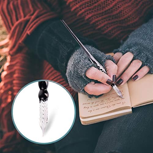 Glass Dip Pen Set,Calligraphy Pen,Crystal Signature Pen for Art, Writing, Signatures -Decoration and Business Gift