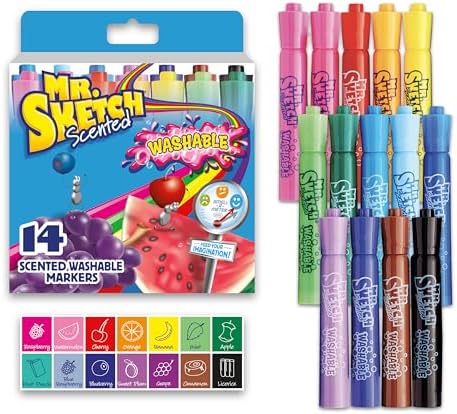 Mr. Sketch Scented Markers, Chisel Tip, Assorted Colors, 14 Count - Fun for Kids, Coloring, Spark Creativity, Arts & Crafts