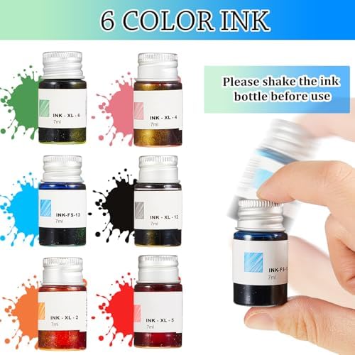 Zonon 14 Pcs Glass Dip Pen Ink Set for Art Supplies, Blue Color Style