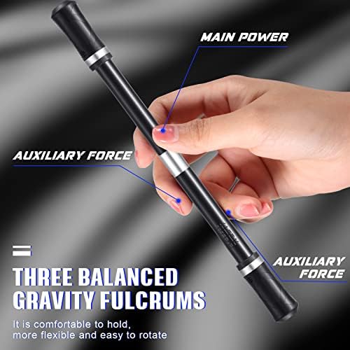 Outus 2 Pieces Spinning Pen Rotating Finger Trick Pen Toy, Black and Silver