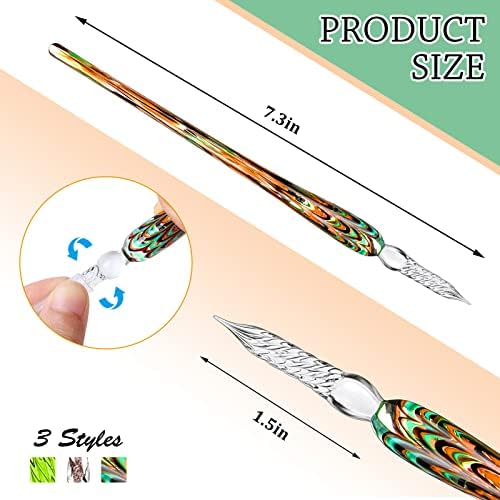 Zonon 6 Pcs Glass Dip Pen,Vintage Color,Fresh Style