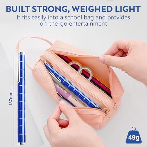 Magnetic Fidget Pen – Writing Tool & Spinner Toy Combo with 13 Blue Fun Rings, Stress Relief & Focus Gift for Kids 8+, Teens & Adults, Novelty Christmas Stocking Stuffer, Office & Study Toy