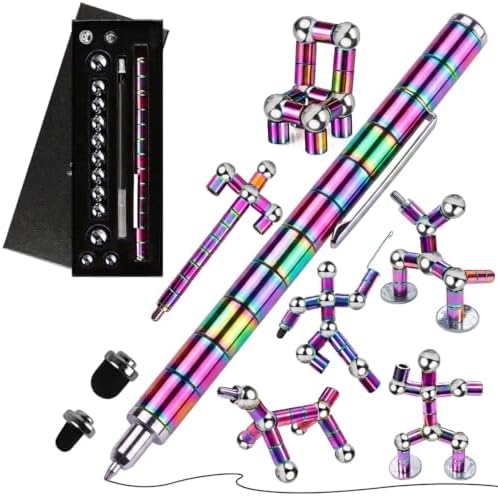Magnetic Pen Fidget Toy, Rainbow Magnet Metal Writing Pen Toy for Anxiety Relief, DIY Multifunctional Decompression Pen for Adults, Idea Gift for Christmas Classroom Party Supplies