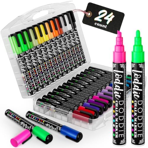 Loddie Doddie Liquid Chalk Markers, Reversible Bullet & Chisel Tips, 24 Pc