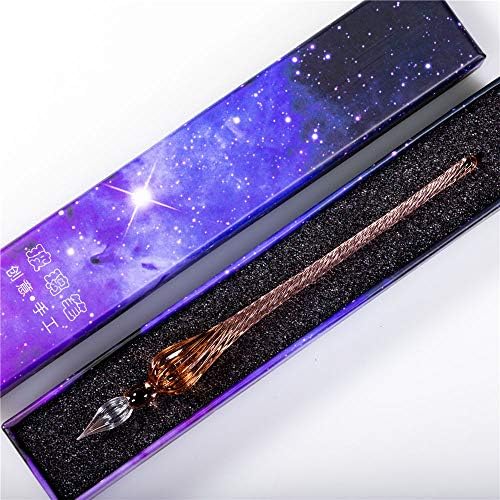 Handmade Glass Dip Pen Crystal Calligraphy Pen Signature Dipped Pen for Artist Women Men Teens,Writing Drawing Decoration Gifts (Pink)