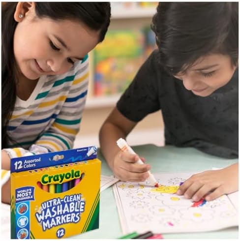 Crayola Broad Line Markers (12 Count), Washable Markers for Kids, Assorted Colors, Arts & Crafts Supplies, For Coloring Books & Art Projects, Ages 3+